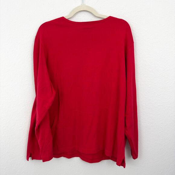 Quacker Factory Womens Long Sleeve T Shirt Top Size 2X Patriotic Flag Beaded Red - Picture 4 of 6